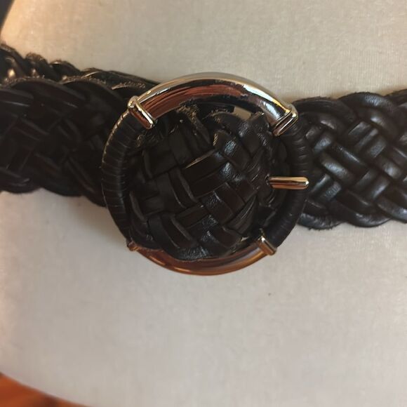 Talbots Black Braided Leather Belt - M - Picture 2 of 6